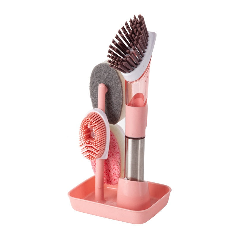 Cleaning brush multifunctional brush dish cleaning kitchen sponge long handle brush descaling decontamination brush pot.