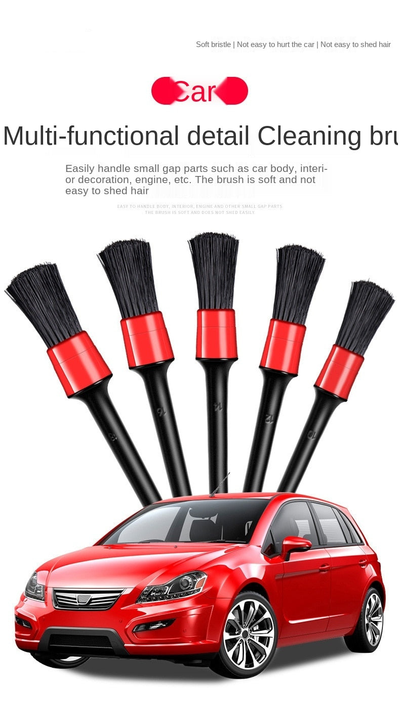 Car Exterior Interior Detail Brush 5PCS Boar Hair Bristles Brush for Car Cleaning Auto Detail Tools Dashboard Cleaning Brush