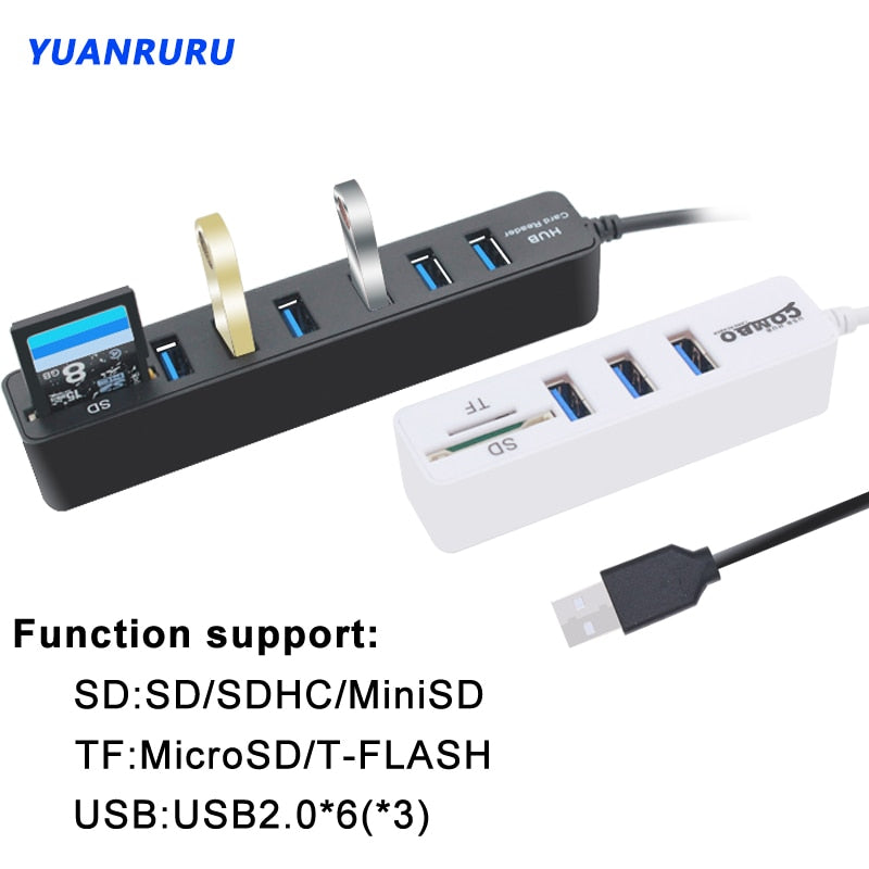 USB Hub 2.0 Multi USB 2.0 Hub USB Splitter High Speed 3 6 Ports 2.0 Hab TF SD USB Card Reader USB Extender For PC Laptop