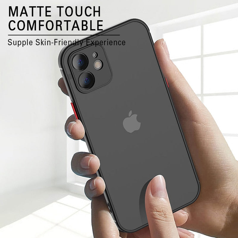 Luxury Silicone Shockproof Matte Phone Case For iPhone 13 12 11 Pro Max Mini X XS XR 7 8 Plus SE 2 2020 Transparent Thin Cover