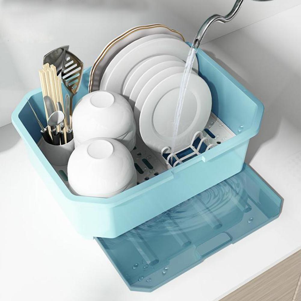 Kitchen Bowl Chopsticks Storage Box Dish Drying Rack Drain Board with Lid Cover Tableware Storage Box Organizer Bowl Drain Rack