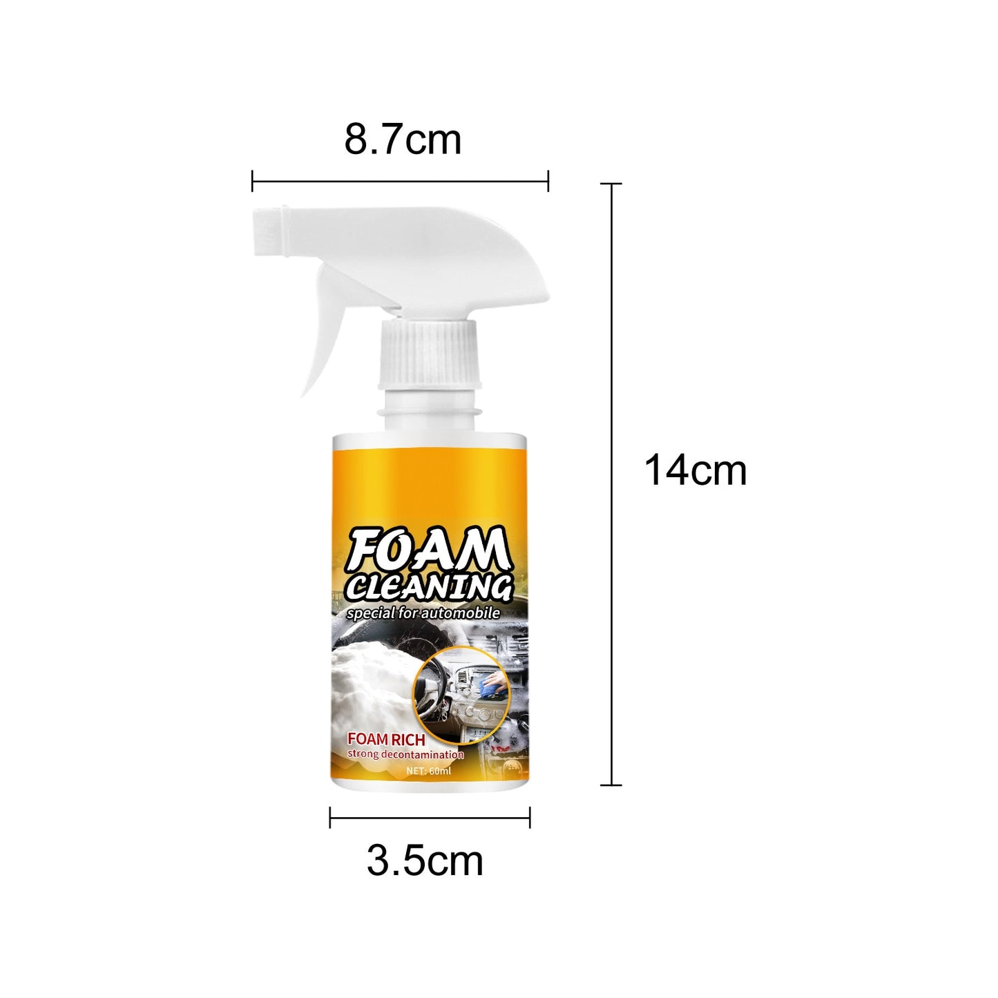 Multipurpose Foam Cleaner for Car Seat Steering Wheel Rinse-Free Car Interior Cleaner Easy to Use PR Sale