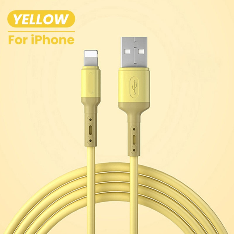 USB Cable For iPhone 13 12 11 Pro Max X XR XS 8 7 6s 5s Fast Data Charging Charger USB Wire Cord Liquid Silicone Cable 1/1.5/2M