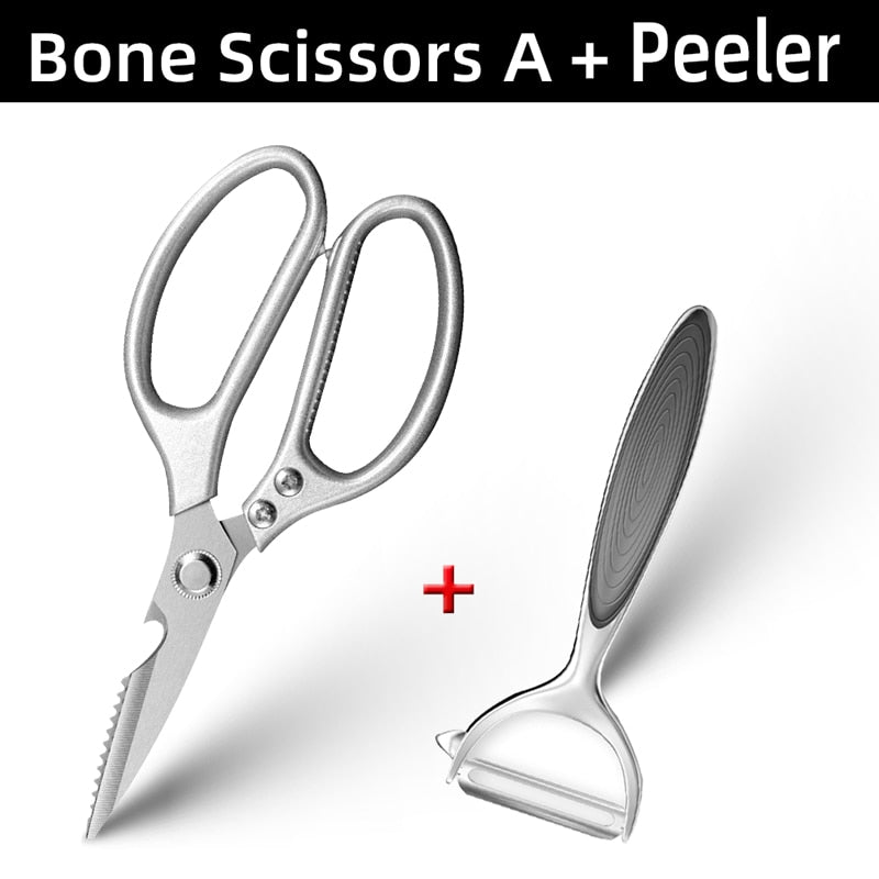 Kitchen Scissors Chicken Bone Kitchen Shears,Duck Fish Cutter 4Cr Stainless Steel Fish Scissors Scale Clean Cook Scissors Knife