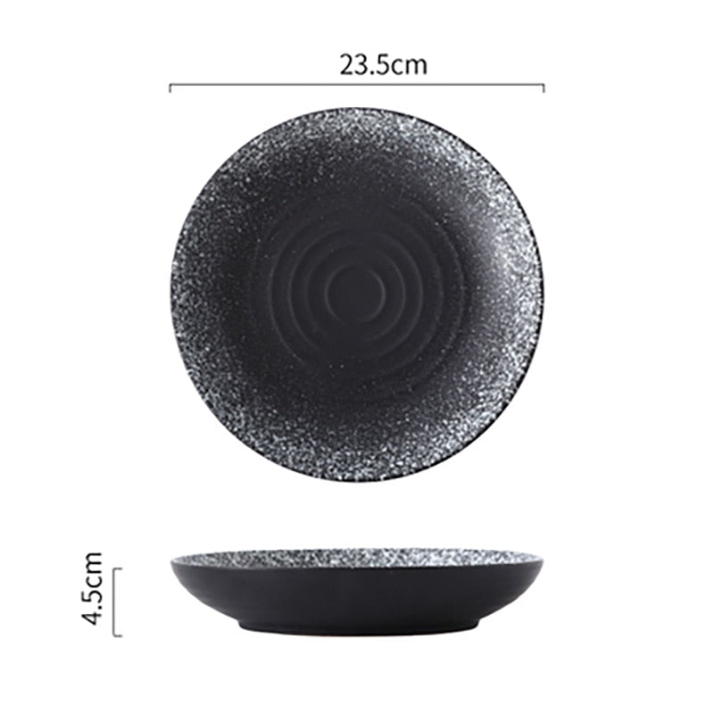 FANCITY Deep round plate, ceramic creative salad plate, household dish, shallow plate