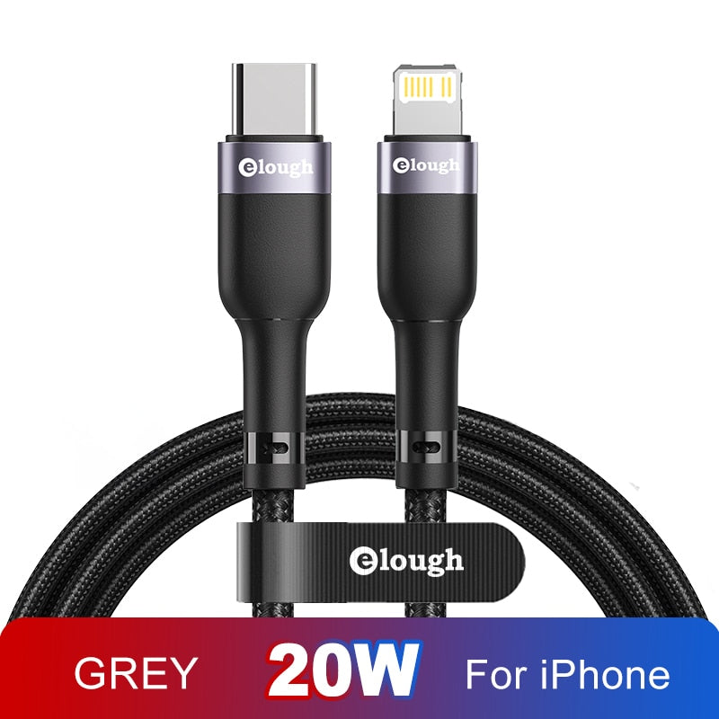 Elough 20W PD USB Type C Cable For iPhone 13 12 11 Pro XS 8 6 Type C To Lighting Date Wire Fast Charging Cable For iPad Macbook