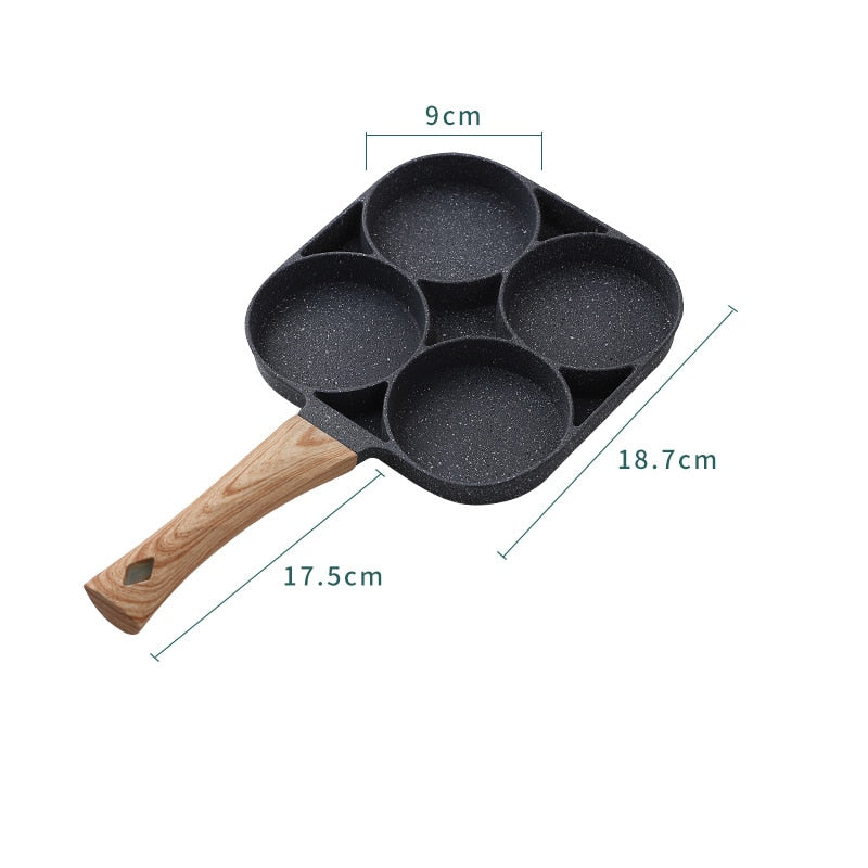 WORTHBUY Multifunctional Frying Pan With Four-Hole Non-Stick Saucepan For Breakfast Maker Omelet Steak Egg Pancake Pan Cookware