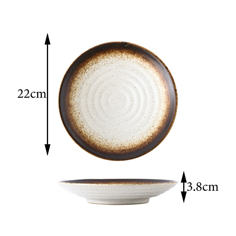 FANCITY Deep round plate, ceramic creative salad plate, household dish, shallow plate