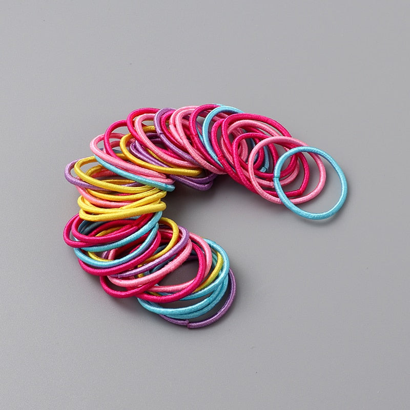 New 100pcs/lot Hair bands Girl Candy Color Elastic Rubber Band Hair band Child Baby Headband Scrunchie Hair Accessories for hair