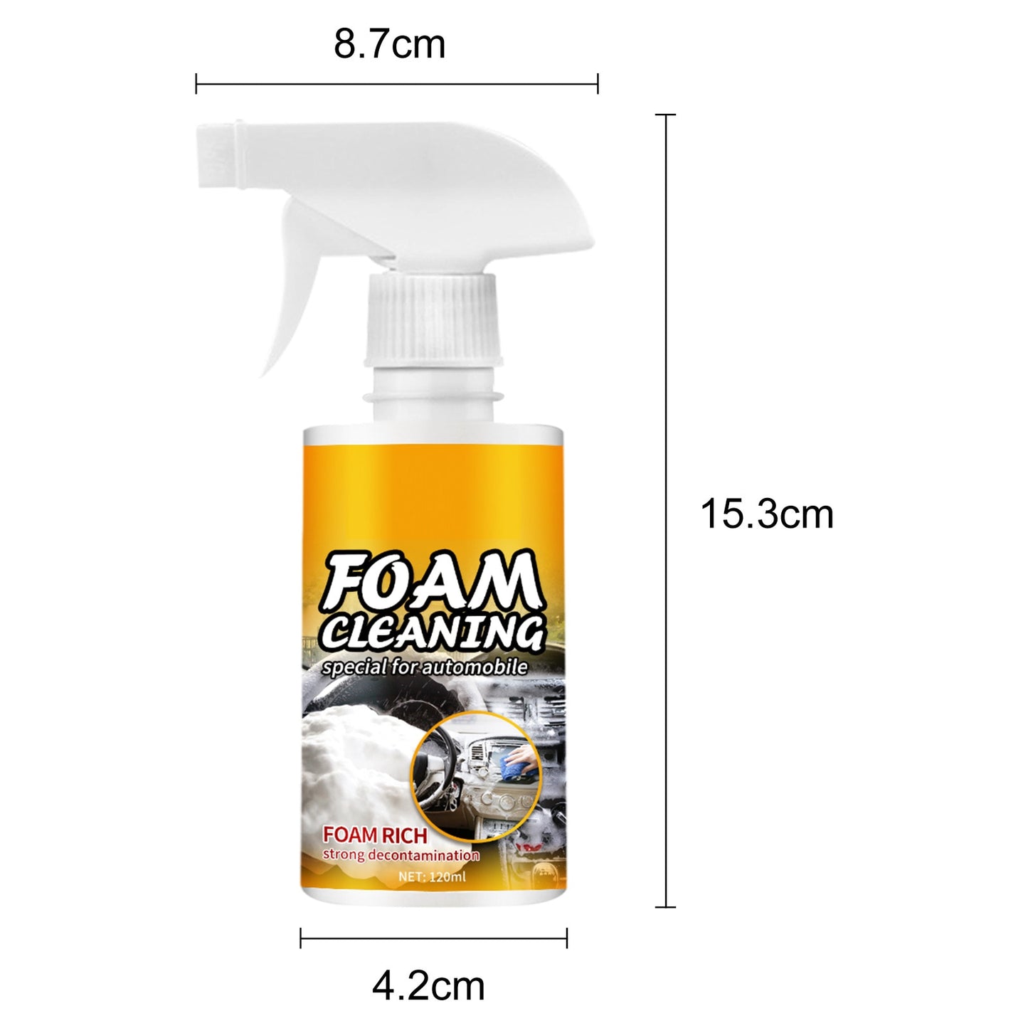 Multipurpose Foam Cleaner for Car Seat Steering Wheel Rinse-Free Car Interior Cleaner Easy to Use PR Sale