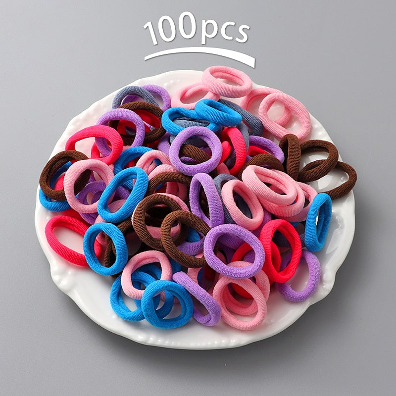 New 100pcs/lot Hair bands Girl Candy Color Elastic Rubber Band Hair band Child Baby Headband Scrunchie Hair Accessories for hair