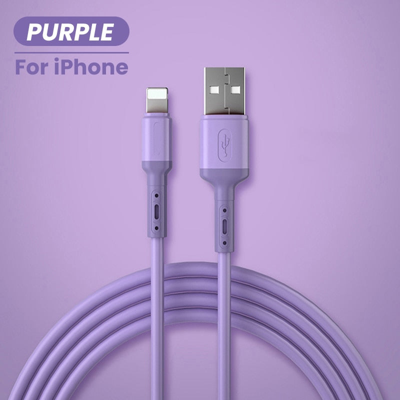 USB Cable For iPhone 13 12 11 Pro Max X XR XS 8 7 6s 5s Fast Data Charging Charger USB Wire Cord Liquid Silicone Cable 1/1.5/2M