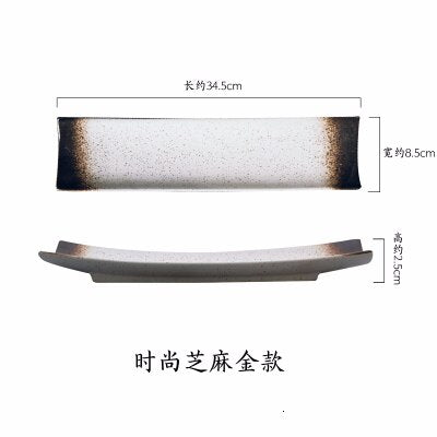 Japanese plate Creative rectangular sushi plate Black simple long plate 34.5cm*8.5cm Japanese restaurant tableware supplies