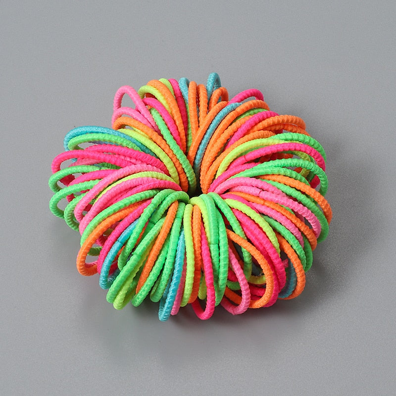 New 100pcs/lot Hair bands Girl Candy Color Elastic Rubber Band Hair band Child Baby Headband Scrunchie Hair Accessories for hair