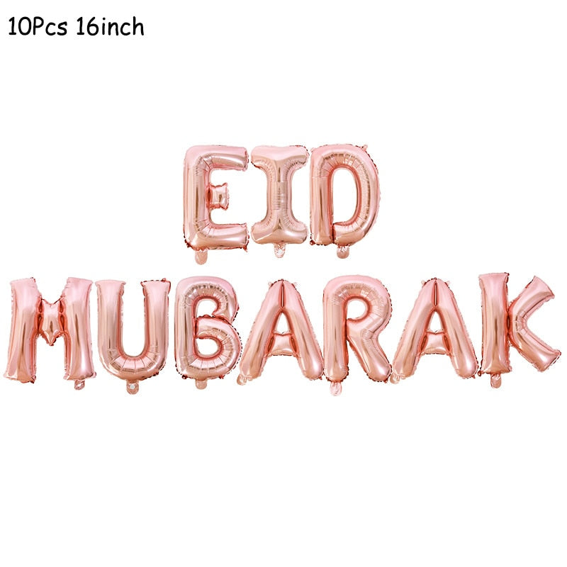 Eid Mubarak Banner Balloons Ramadan Kareem Decoration Ramadan Mubarak Muslim Islamic Festival Party DIY Decorations