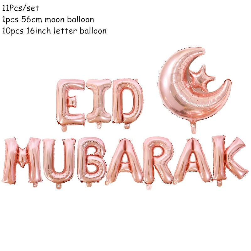 Eid Mubarak Banner Balloons Ramadan Kareem Decoration Ramadan Mubarak Muslim Islamic Festival Party DIY Decorations