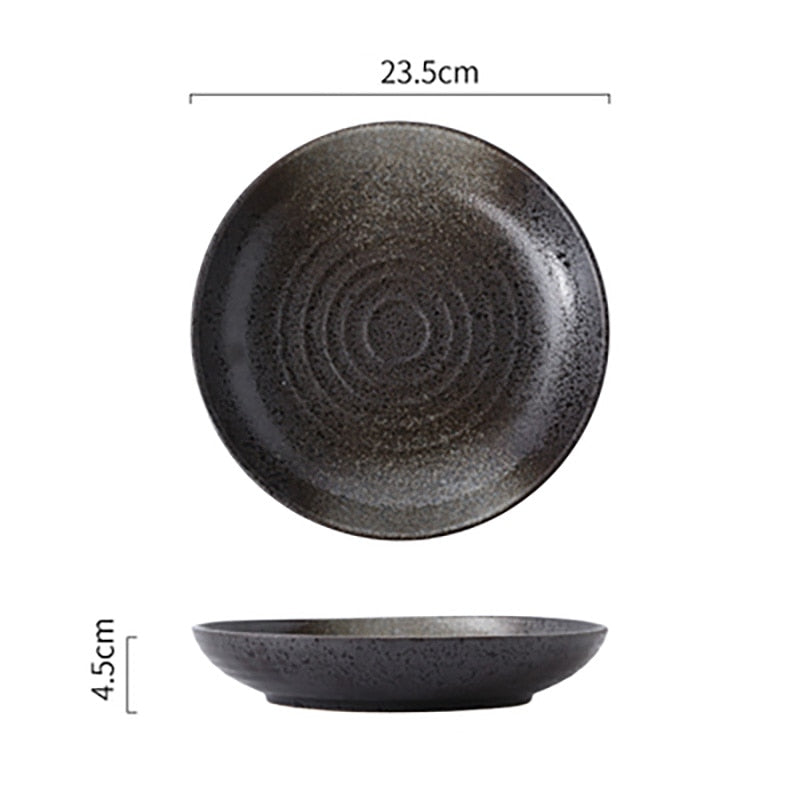 FANCITY Deep round plate, ceramic creative salad plate, household dish, shallow plate