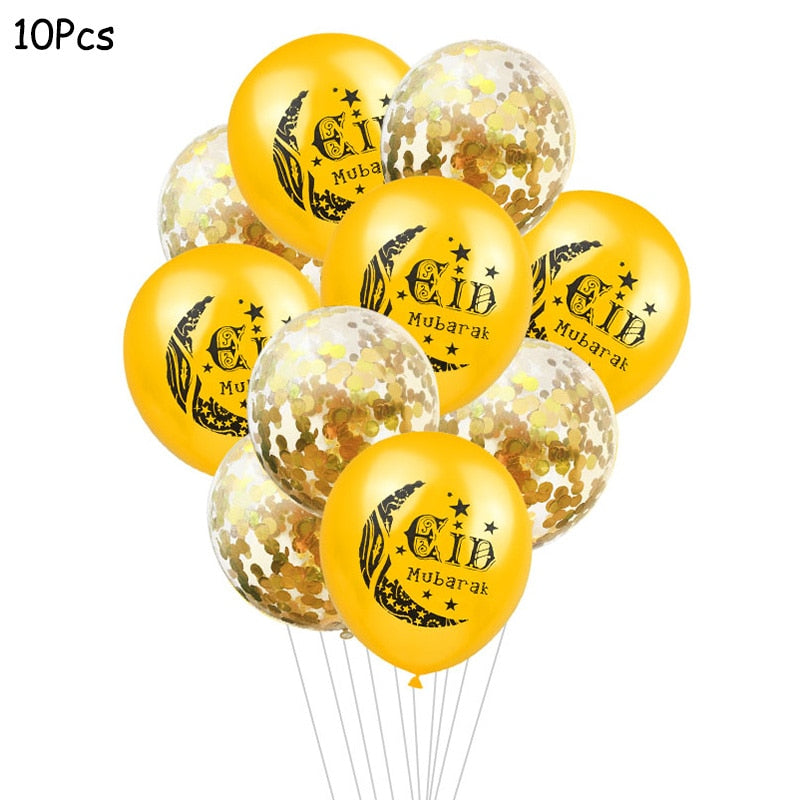 Eid Mubarak Banner Balloons Ramadan Kareem Decoration Ramadan Mubarak Muslim Islamic Festival Party DIY Decorations