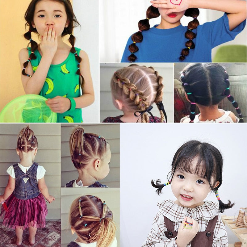 50/100/200 Pcs/Bag Children Cute Candy Cartoon Solid Elastic Hair Bands Girls Lovely Srunchies Rubber Bands Kid Hair Accessories