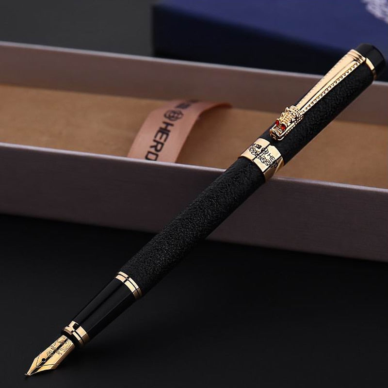 Luxury High Quality Hero Fountain Pen Frosted Black Golden Dragon Iraurita Ink Pen Stationery Office School Supplies New