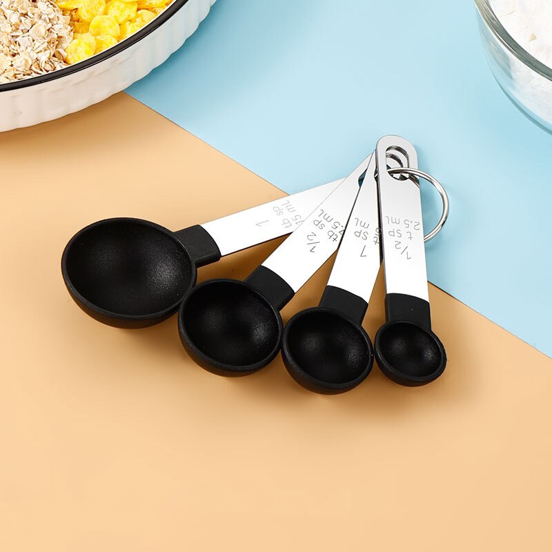 WORTHBUY Stackable Plastic Measuring Spoon And Cup Set With Stainless Handle Measuring Scoops For Baking Kitchen Measuring Tools