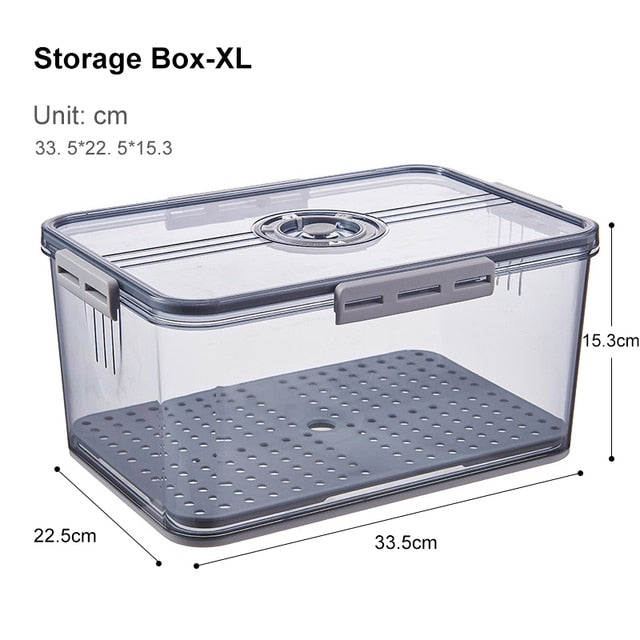 Refrigerator Storage Box Kitchen Storage Container Food Grade PET Plastic Transparent Thickened Timekeeping Frozen Organizer Box