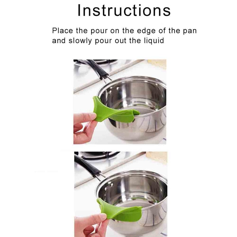 Creative Anti-spill Silicone Slip On Pour Soup Spout Funnel for Pots Pans and Bowls and Jars Kitchen Gadget Tools