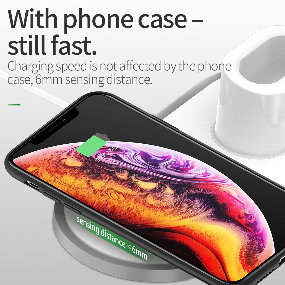 HOCO 3in1 Wireless Charger Qi Pad for iPhone 11 pro X XS Max XR for Apple Watch 4 3 2 Airpods 10W Fast Charge For Samsung S9 S10