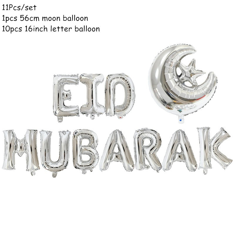 Eid Mubarak Banner Balloons Ramadan Kareem Decoration Ramadan Mubarak Muslim Islamic Festival Party DIY Decorations