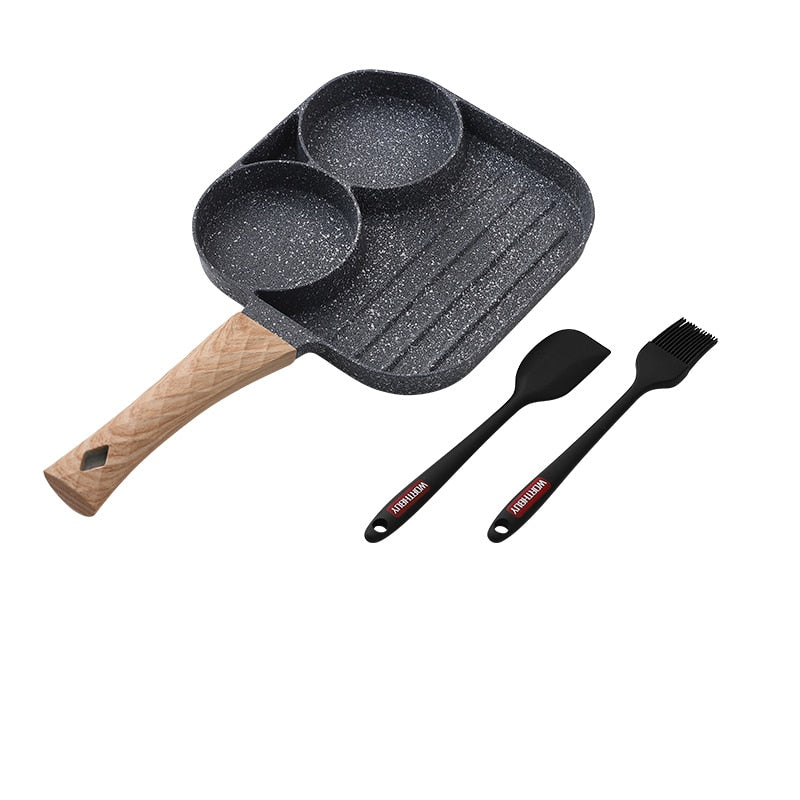 WORTHBUY Multifunctional Frying Pan With Four-Hole Non-Stick Saucepan For Breakfast Maker Omelet Steak Egg Pancake Pan Cookware