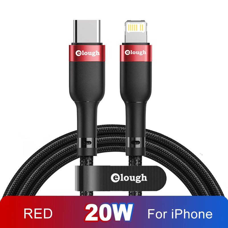 Elough 20W PD USB Type C Cable For iPhone 13 12 11 Pro XS 8 6 Type C To Lighting Date Wire Fast Charging Cable For iPad Macbook