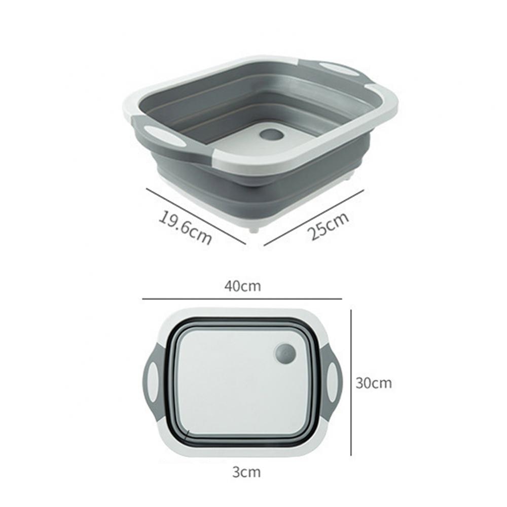 Anti-skid Multifunction Collapsible Cutting Board Dish Tub 3 In 1 Folding Sink Drain Basket Travel Outdoor Camp Portable Basins