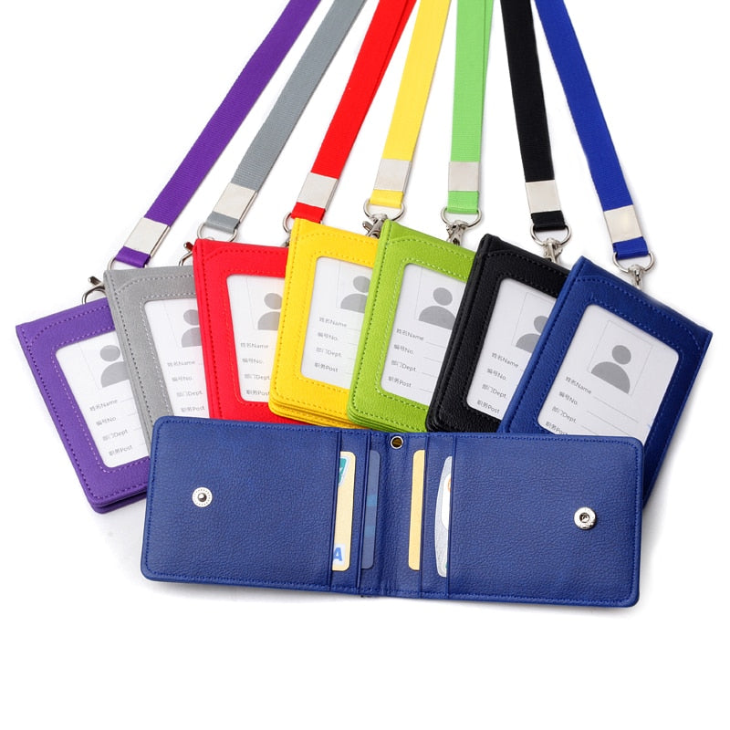 Card Holder Neck Strap with Lanyard Badge Holder Staff ID Card Bus ID Desk Organizer Stationary Office School Supplies