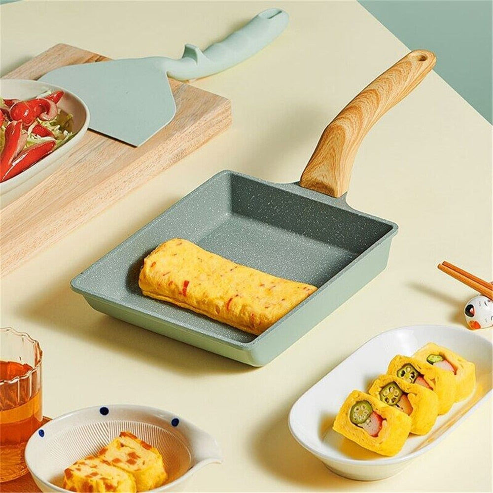 Green Frying Pan Tamagoyaki Omelette Spatula Tunrer Black Non-Stick Fry Egg Pancake Maker Kitchen Pot Breakfast Mini Cook