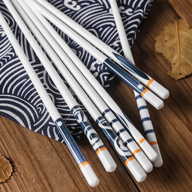 5Pair/Set Ceramic Japanese Style Chopsticks Bone Porcelain Long Chopsticks Sushi Chopstick Tableware Gifts