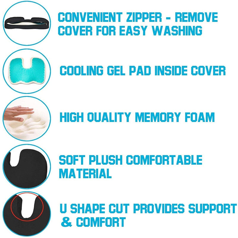 Car U-Shape Seat Cushion Cushion Coccyx Orthopedic Memory Foam U Seat Massage Chair Gel Cushion Pad