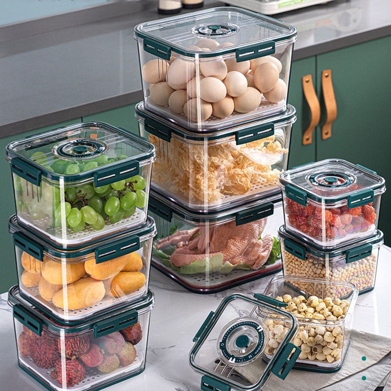 Refrigerator Storage Box Set Kitchen Storage Basket Container Fridge Storage Box Fresh Kitchen Organizer Vegetable Fruit Boxes