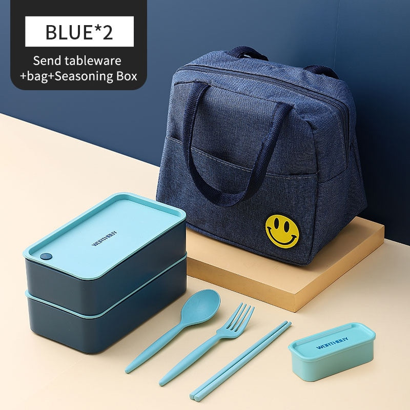 WORTHBUY Portable Lunch Box For Kids School Microwave Plastic Bento Box With Movable Compartments Salad Fruit Food Container Box