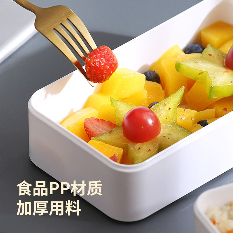 Japanese-style Wood Grain Lunch Box Double-layer Sealed Leak-proof Microwave Lunch Box Tableware Office Worker Student Lunch Box