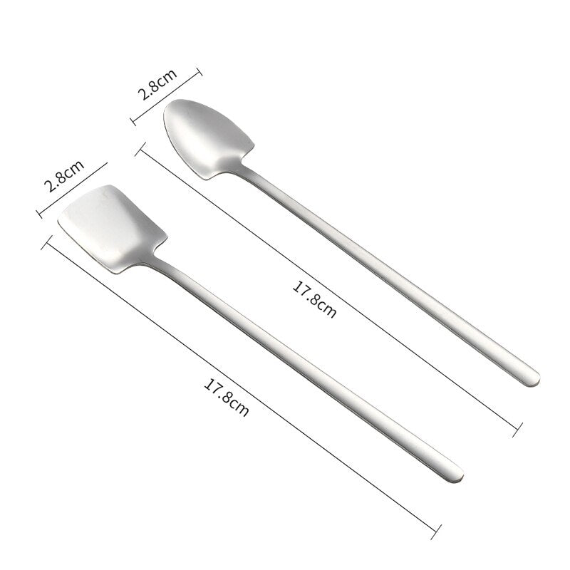 WORTHBUY 2/4 Pcs Gold Shovel Spoon Stainless Steel Tea Spoon Long Handle Coffee Dessert Spoon Set Coffee Scoop Kitchen Tableware