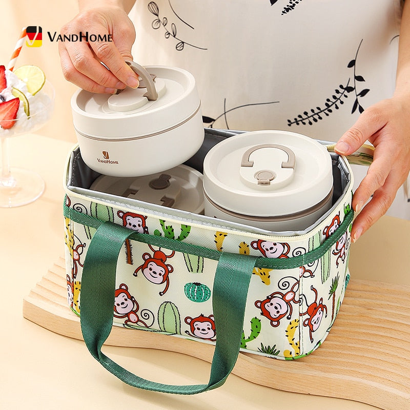 VandHome Thermal Lunch Box 18/8 Stainless Steel Bento Box Portable Leak-Proof Food Container For Kids School Picnic Food Box