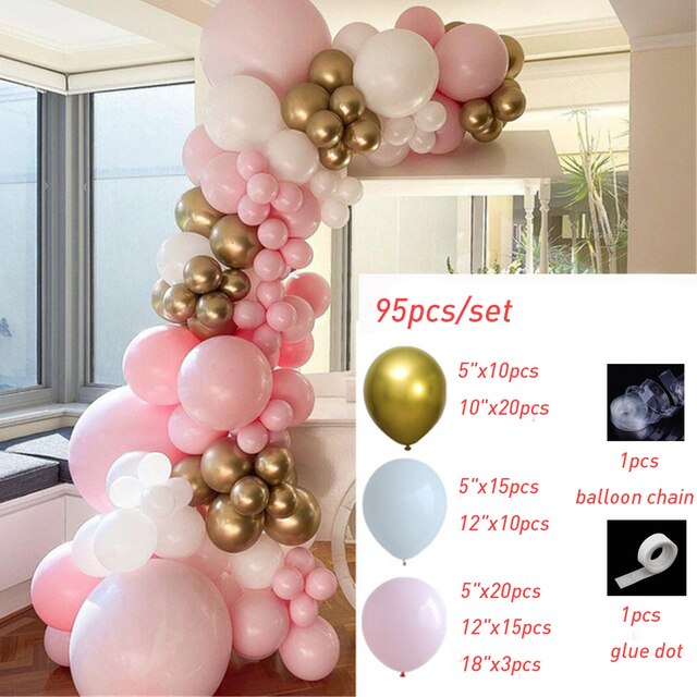 Hot Pink Chrome Rose Gold  Balloon Arch Garland Wedding Birthyday Baby Shower Party Background Decor Globos Kids Toys