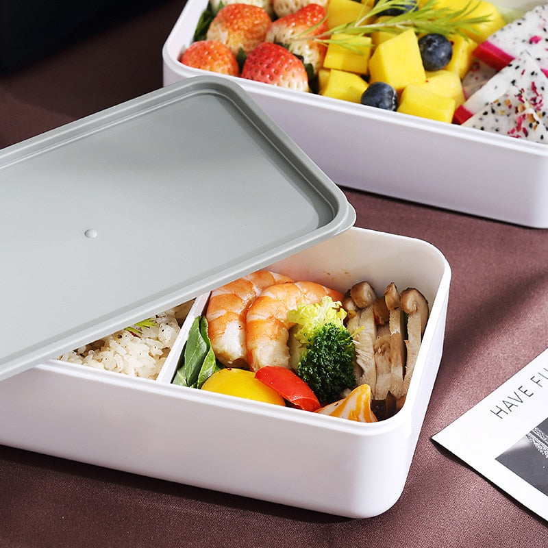 Japanese-style Wood Grain Lunch Box Double-layer Sealed Leak-proof Microwave Lunch Box Tableware Office Worker Student Lunch Box