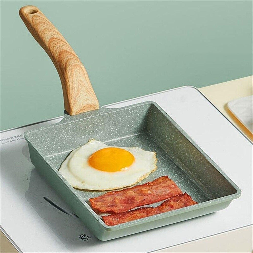 Green Frying Pan Tamagoyaki Omelette Spatula Tunrer Black Non-Stick Fry Egg Pancake Maker Kitchen Pot Breakfast Mini Cook