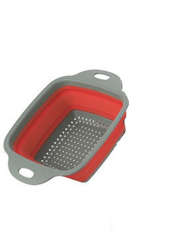 Square Draining Basket Collapsible Colander Silicone Kitchen Storage Bag Fruit and Vegetable Basket Folding Filter WF6151432