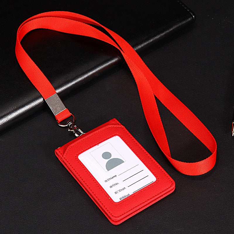 Card Holder Neck Strap with Lanyard Badge Holder Staff ID Card Bus ID Desk Organizer Stationary Office School Supplies