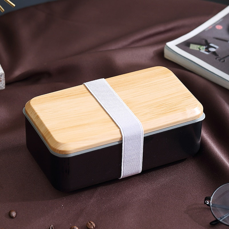 Japanese-style Wood Grain Lunch Box Double-layer Sealed Leak-proof Microwave Lunch Box Tableware Office Worker Student Lunch Box