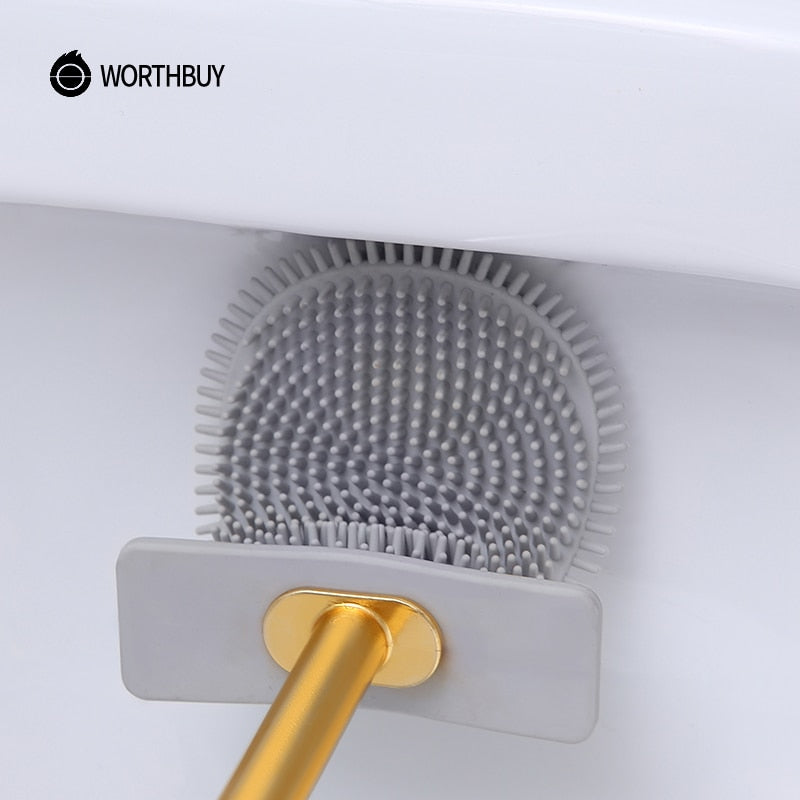 WORTHBUY Wall-Mounted Toilet Brush Silicone Toilet Cleaning Brush With Holder Toilet Wash Brush For WC Bathroom Accessories