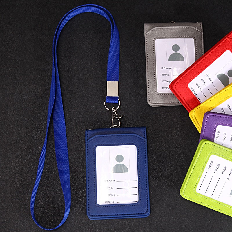 Card Holder Neck Strap with Lanyard Badge Holder Staff ID Card Bus ID Desk Organizer Stationary Office School Supplies