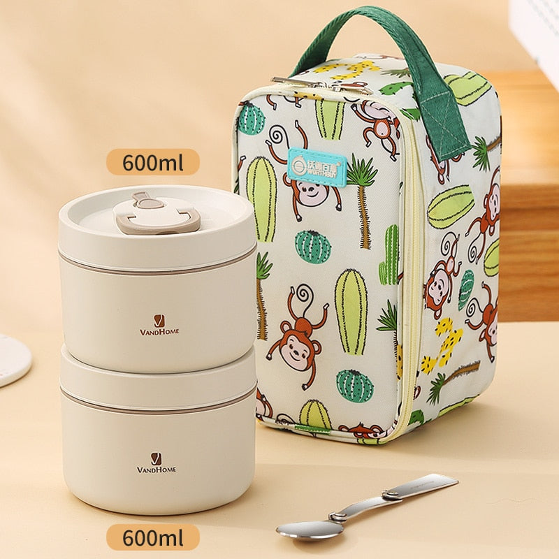 VandHome Thermal Lunch Box 18/8 Stainless Steel Bento Box Portable Leak-Proof Food Container For Kids School Picnic Food Box